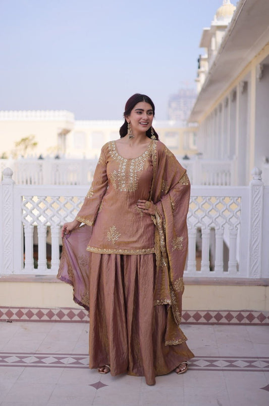 Pastel Chocolate Fendi Crush Sharara Set
