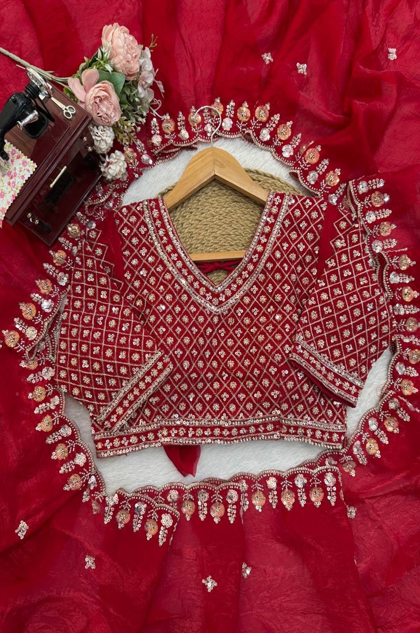 Red Fendy Silk Wedding Wear Saree