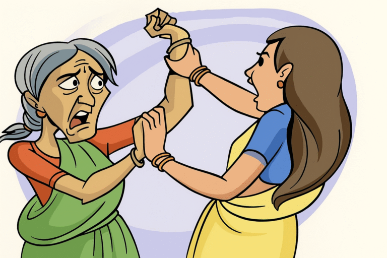 Confrontation in Colorful Saris